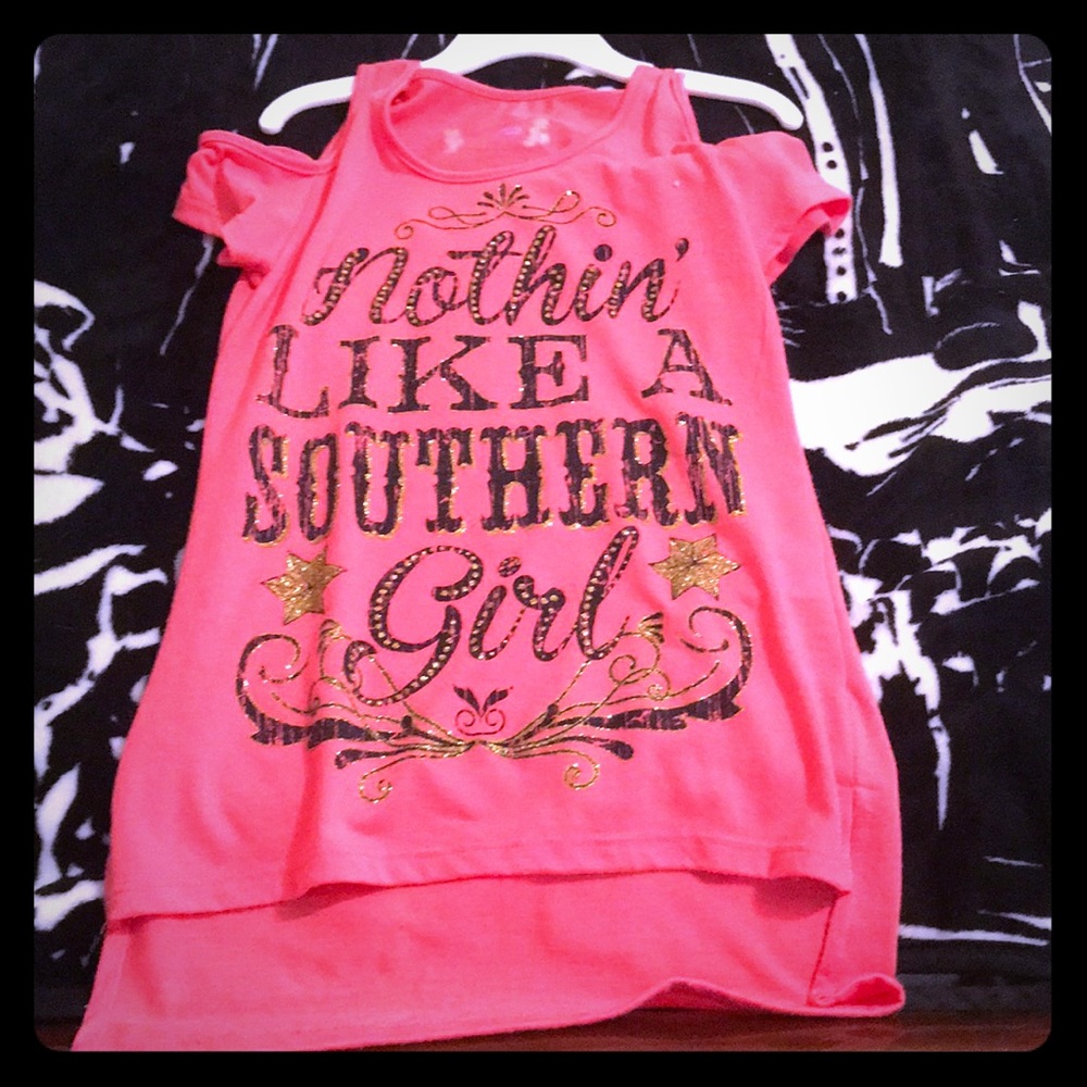 Girls pink cold shoulder shirt